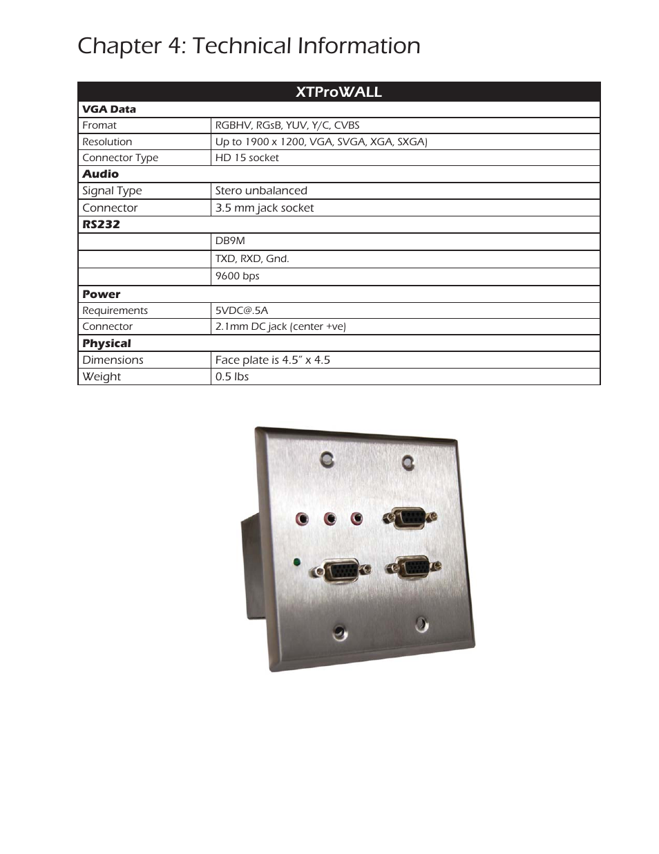 Chapter 4: technical information, Xtprowall | Smart Avi CATSwitch User Manual | Page 24 / 27