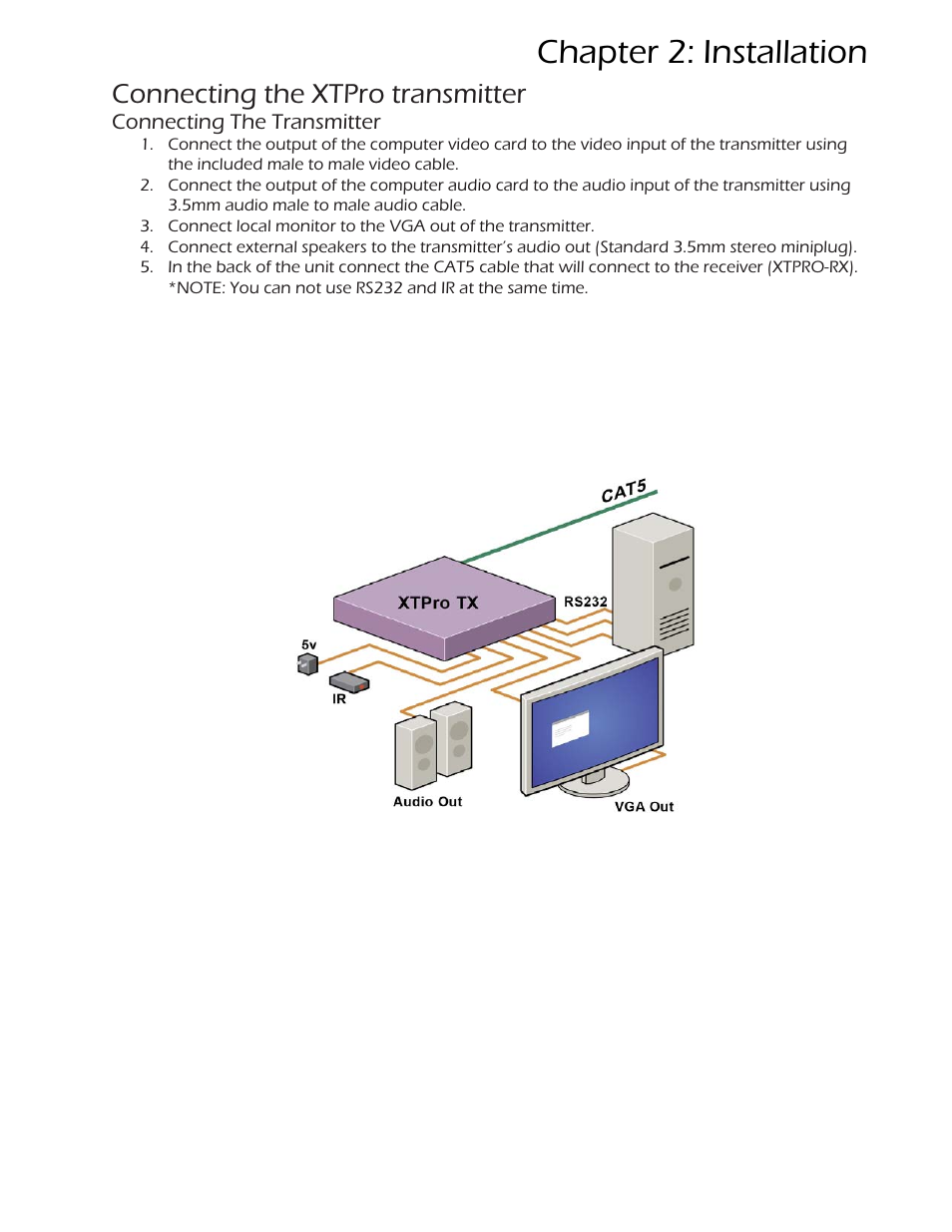 Chapter 2: installation, Connecting the xtpro transmitter | Smart Avi CATSwitch User Manual | Page 7 / 27