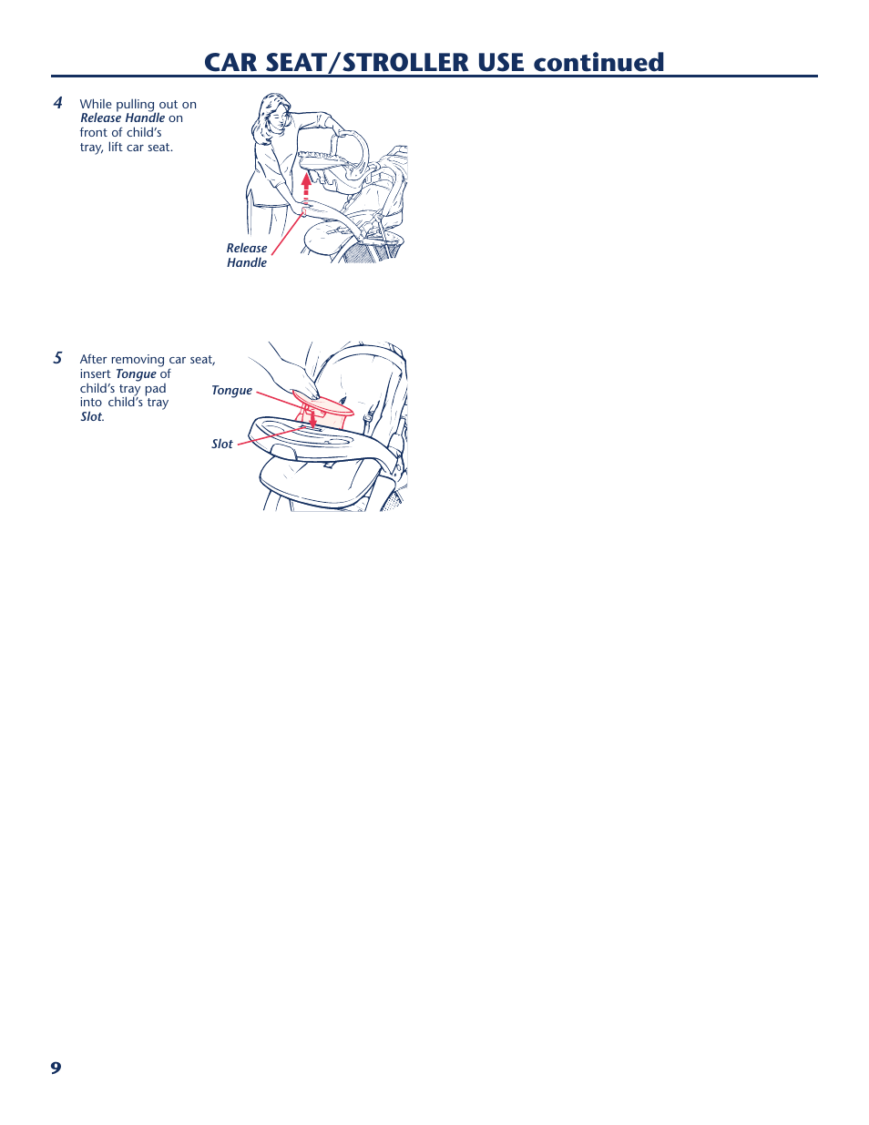 Car seat/stroller use continued | Century Sedona LifeStyle Series User Manual | Page 10 / 16