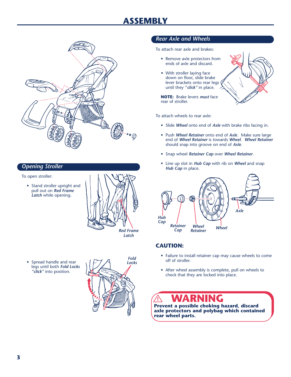 Warning, Assembly | Century Sedona LifeStyle Series User Manual | Page 4 / 16