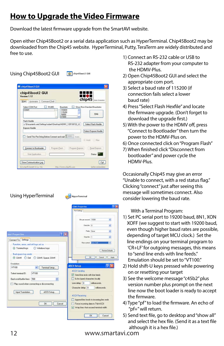 How to upgrade the video firmware | Smart Avi HDMVplus Multiviewer User Manual | Page 12 / 16