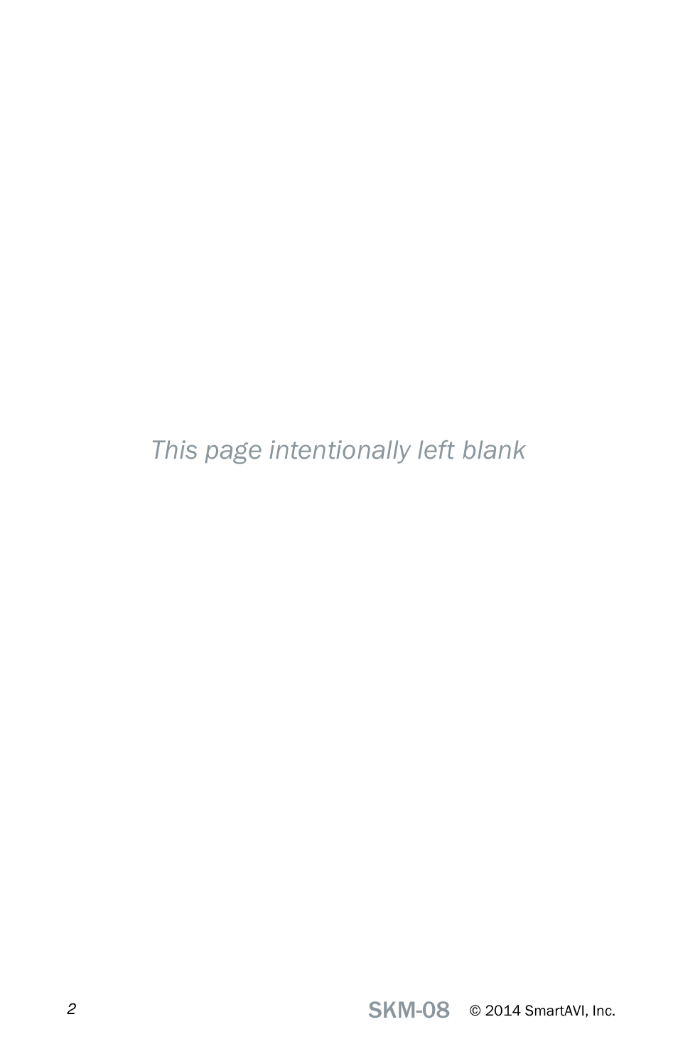 This page intentionally left blank, Skm-08 | Smart Avi SKM-08 User Manual | Page 2 / 12
