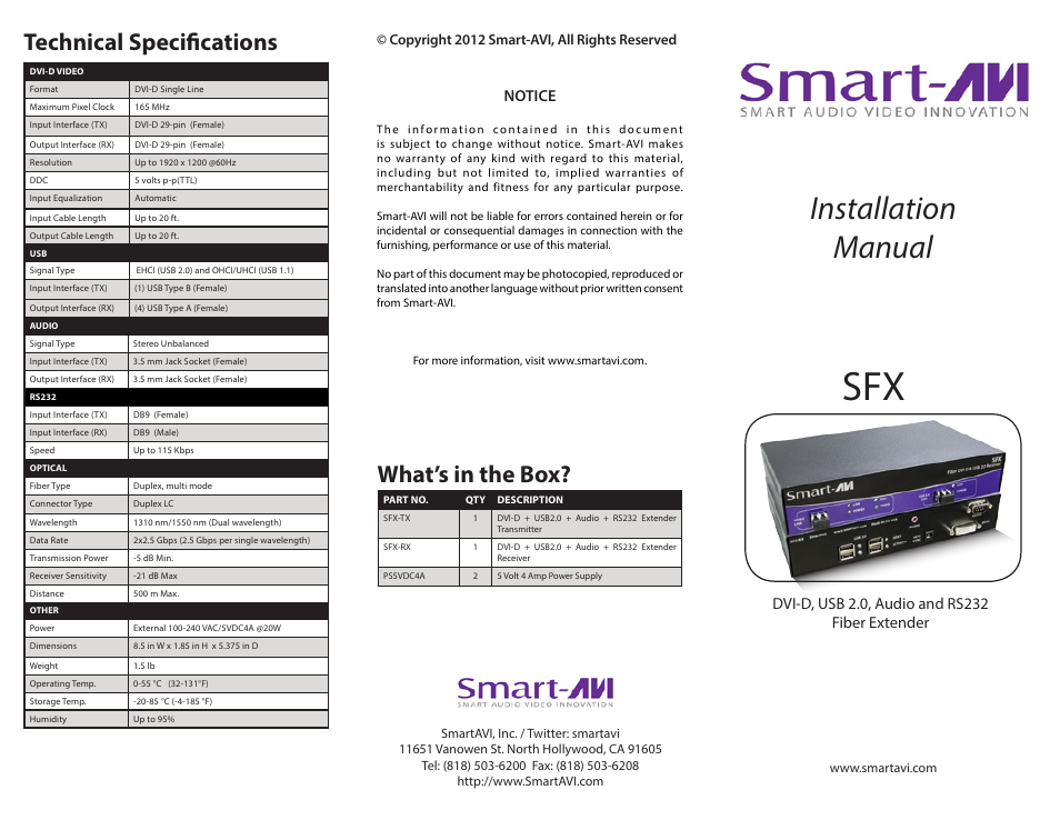 Smart Avi SFX User Manual | 2 pages