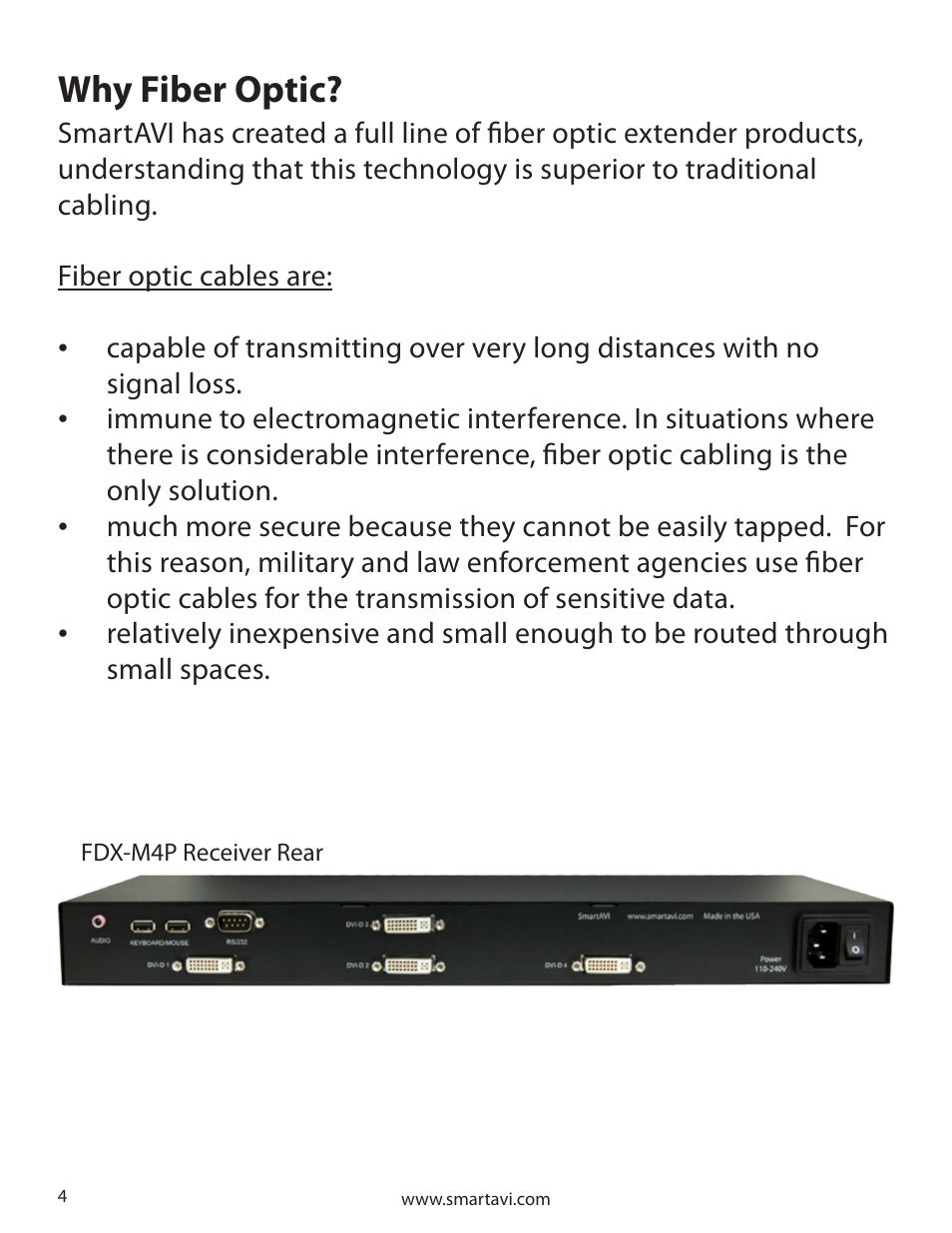 Why fiber optic | Smart Avi FDX-4P User Manual | Page 4 / 8