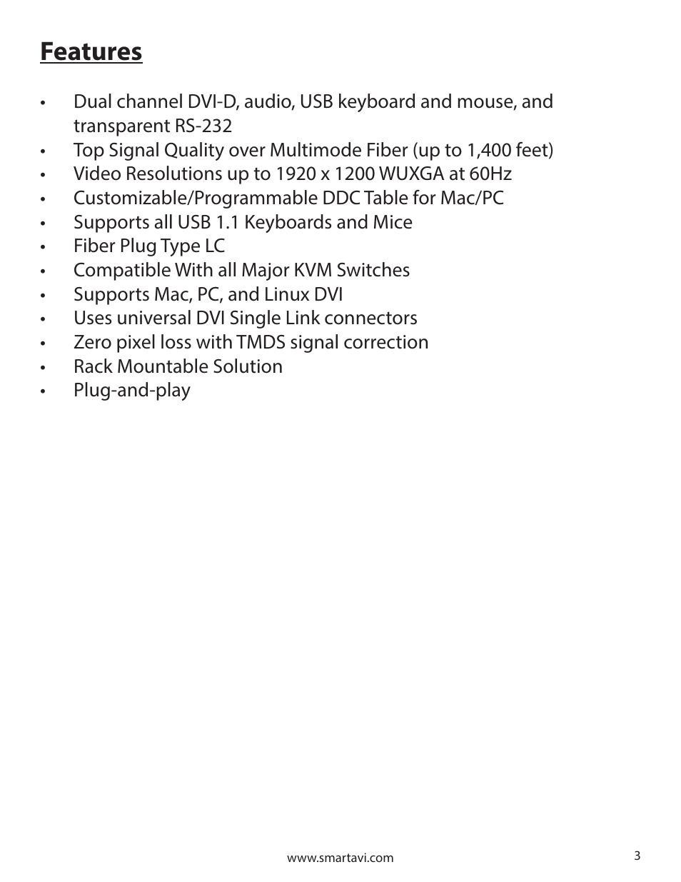 Features | Smart Avi FDX-M2P User Manual | Page 3 / 8