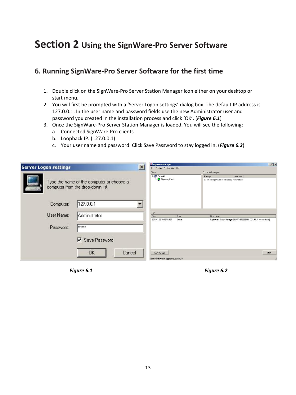 Using the signware-pro server software | Smart Avi SignWare-Pro User Manual | Page 13 / 43