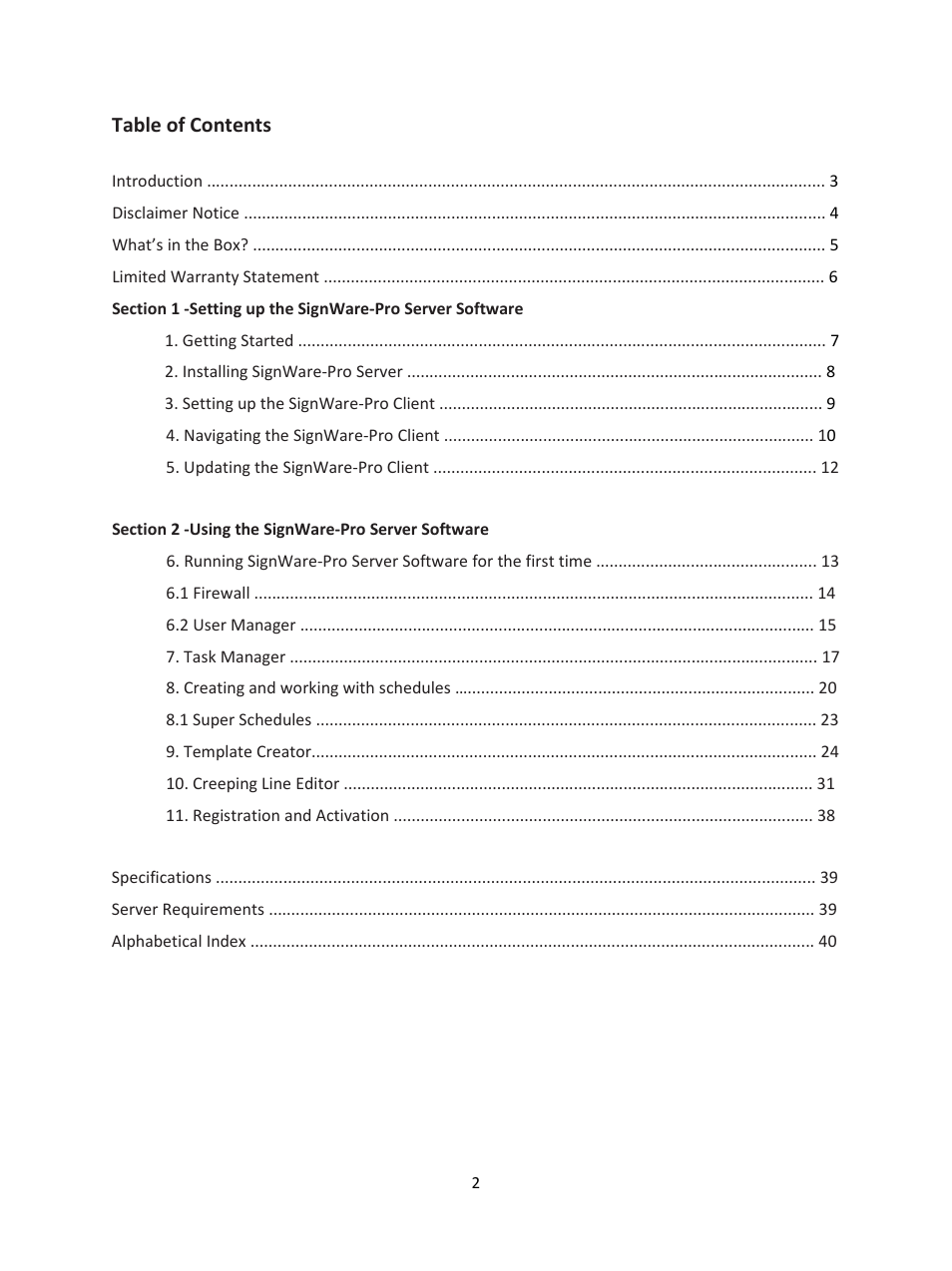 Smart Avi SignWare-Pro User Manual | Page 2 / 43