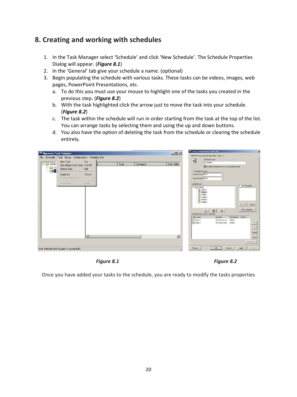Creating and working with schedules | Smart Avi SignWare-Pro User Manual | Page 20 / 43