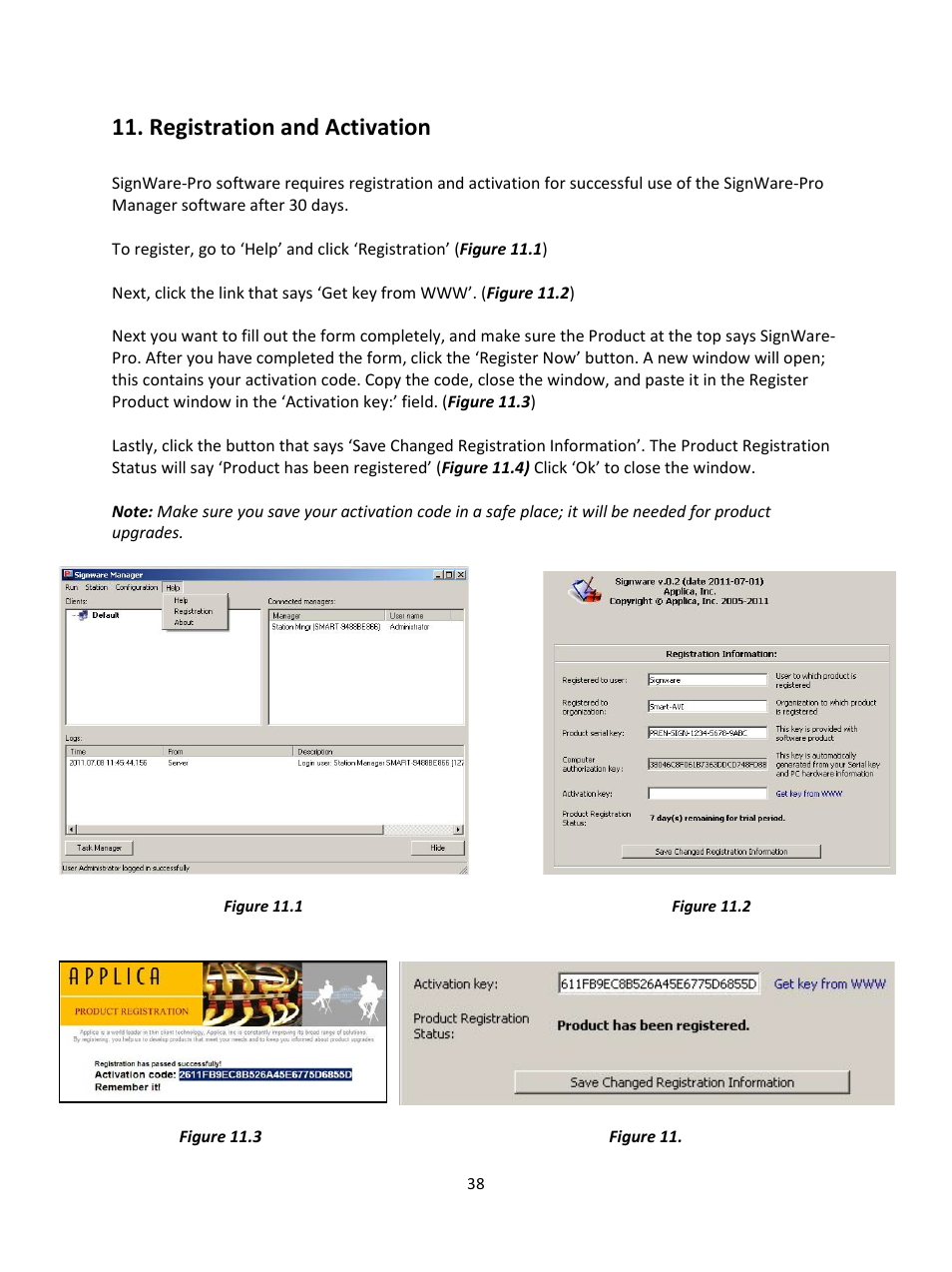 Registration and activation | Smart Avi SignWare-Pro User Manual | Page 38 / 43
