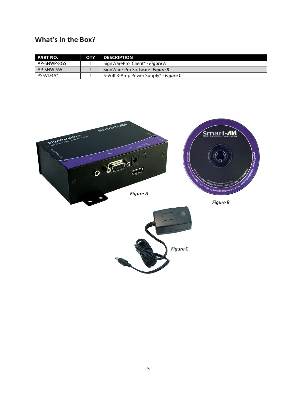 What’s in the box | Smart Avi SignWare-Pro User Manual | Page 5 / 43