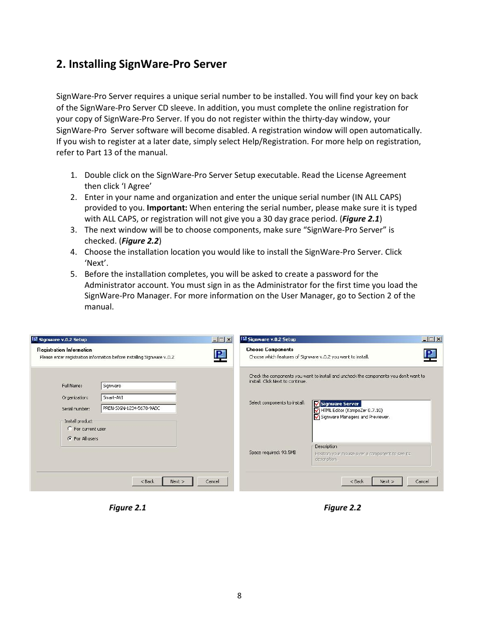 Installing signware-pro server | Smart Avi SignWare-Pro User Manual | Page 8 / 43