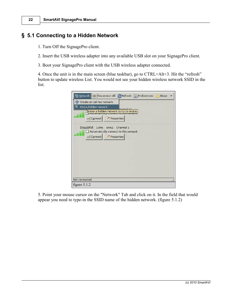 1 connecting to a hidden network | Smart Avi SignagePro User Manual | Page 26 / 108