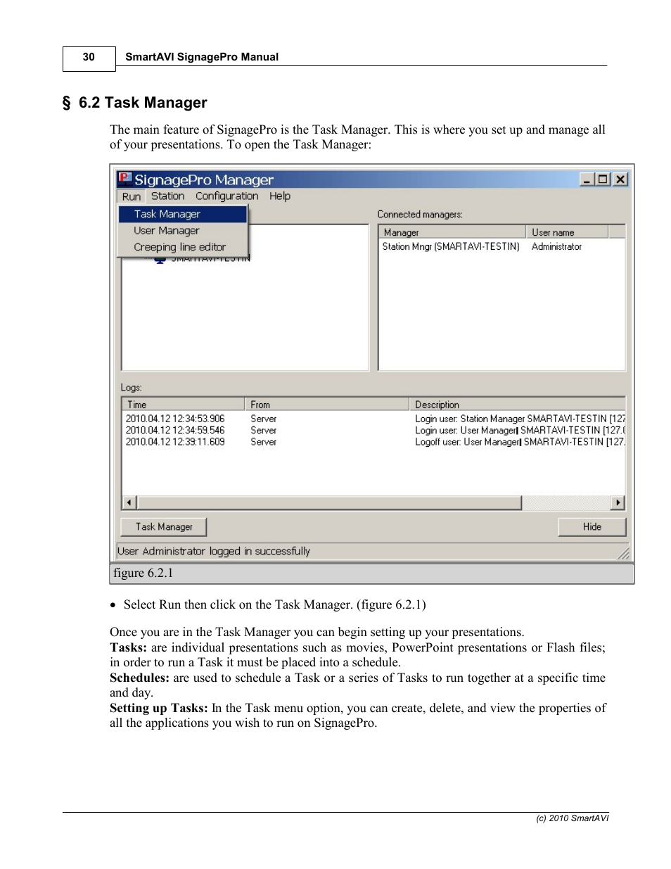 2 task manager | Smart Avi SignagePro User Manual | Page 34 / 108