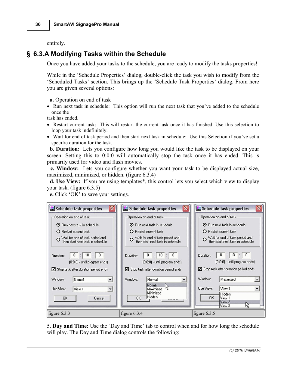 A modifying tasks within the schedule | Smart Avi SignagePro User Manual | Page 40 / 108