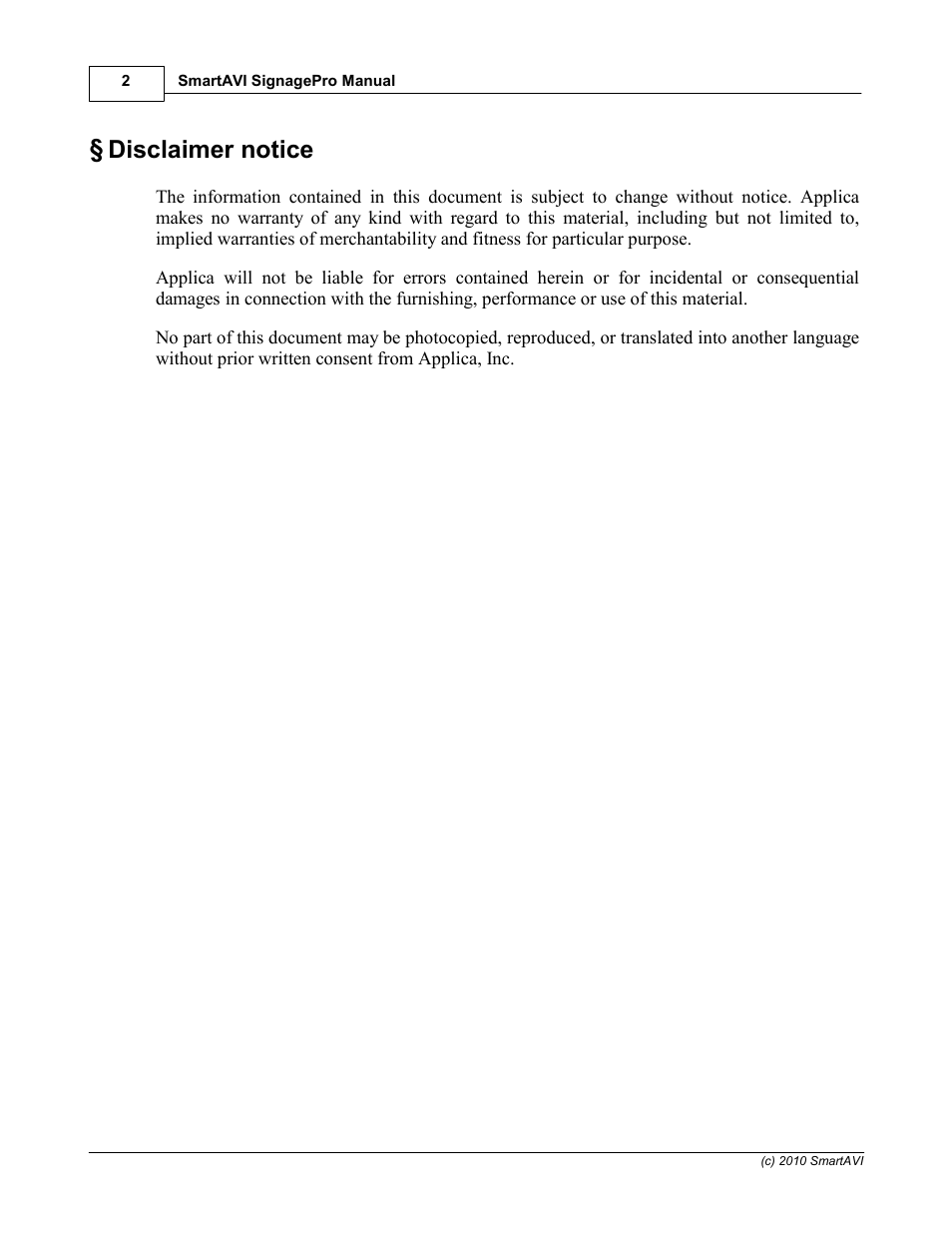 Disclaimer notice | Smart Avi SignagePro User Manual | Page 6 / 108