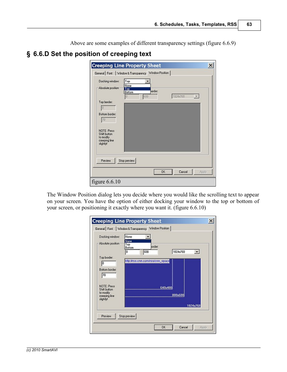 D set the position of creeping text | Smart Avi SignagePro User Manual | Page 67 / 108