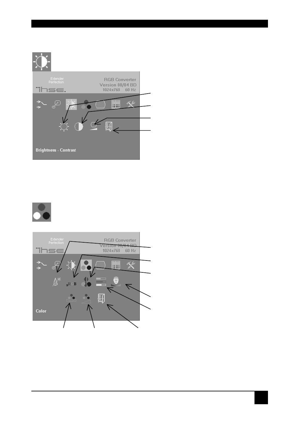 Brightness/contrast, Select colors and color temperatures | Smart Avi RGB2VGA User Manual | Page 29 / 52