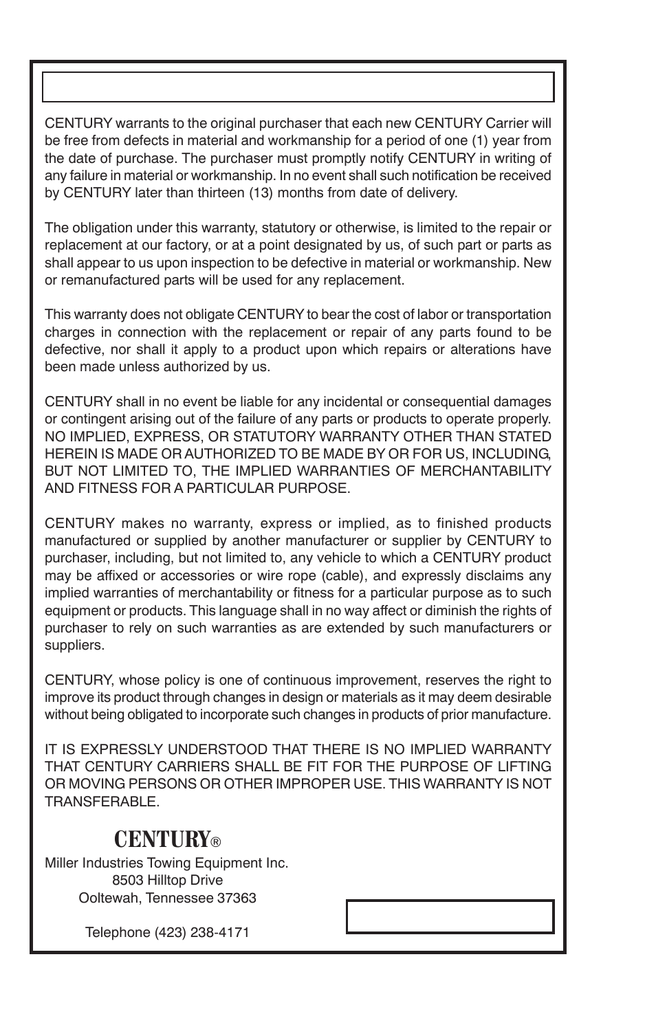 Century | Century 15 User Manual | Page 2 / 34