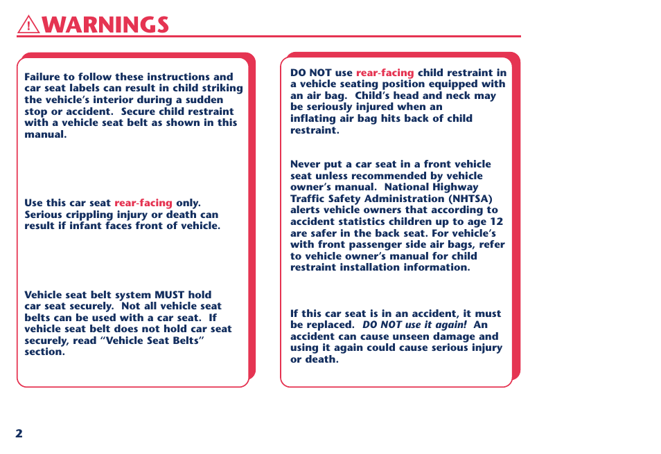 Warnings | Century Travel SolutionsTM Plus User Manual | Page 20 / 40