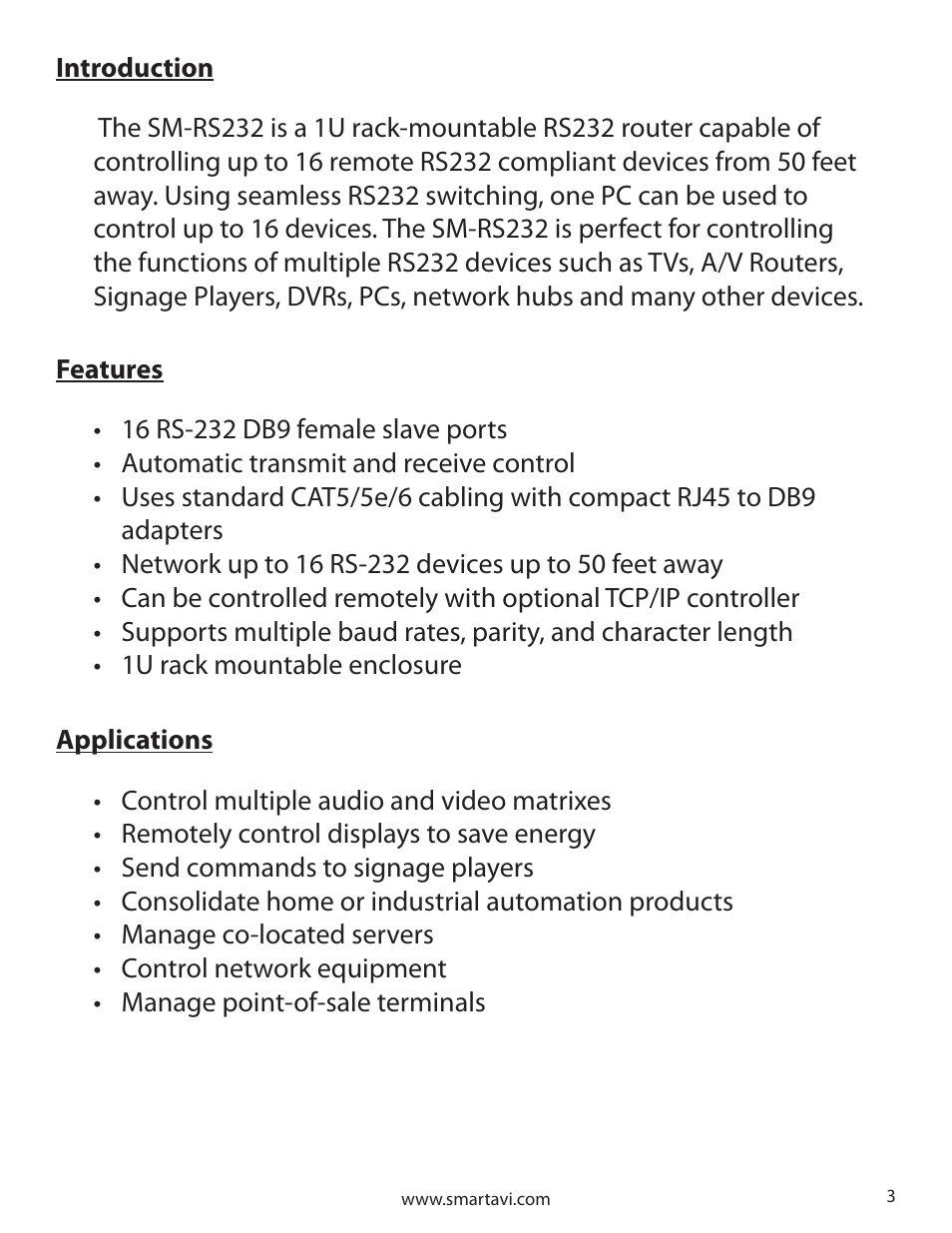 Smart Avi SM-RS232 User Manual | Page 3 / 16