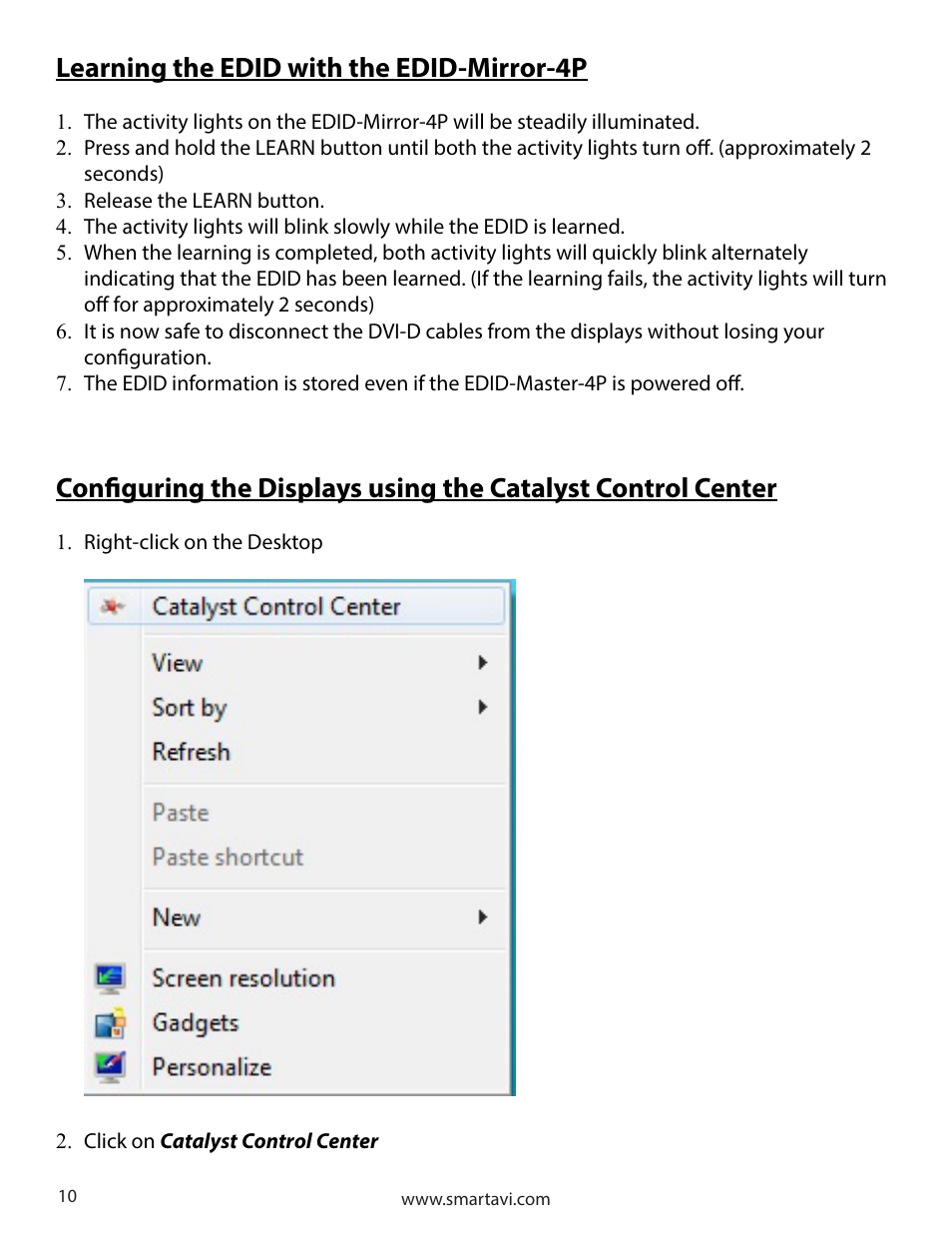Learning the edid with the edid-mirror-4p | Smart Avi SignWall User Manual | Page 10 / 16