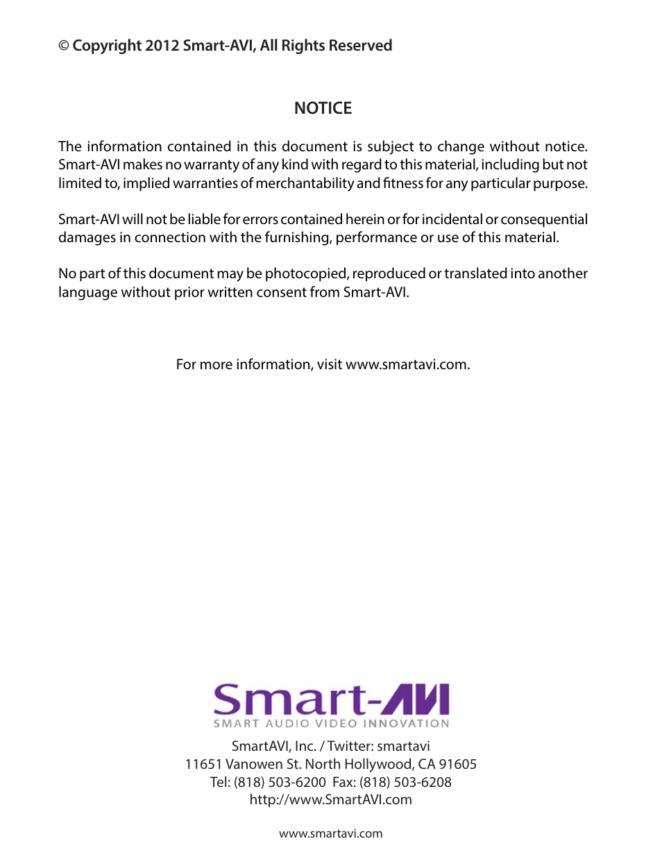 Notice | Smart Avi SignWall User Manual | Page 16 / 16