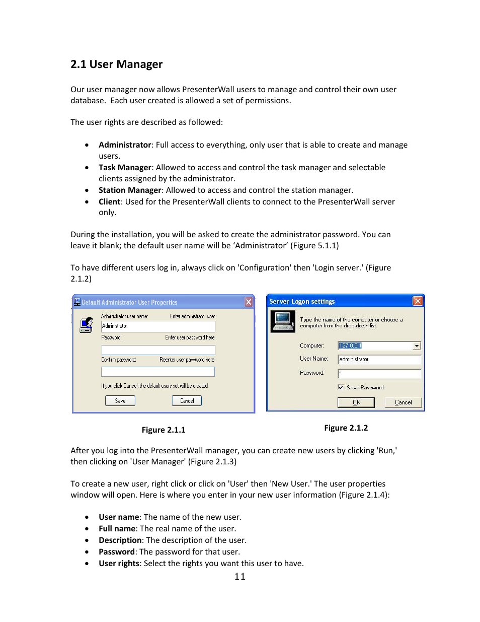 1 user manager | Smart Avi PresenterWall User Manual | Page 11 / 48