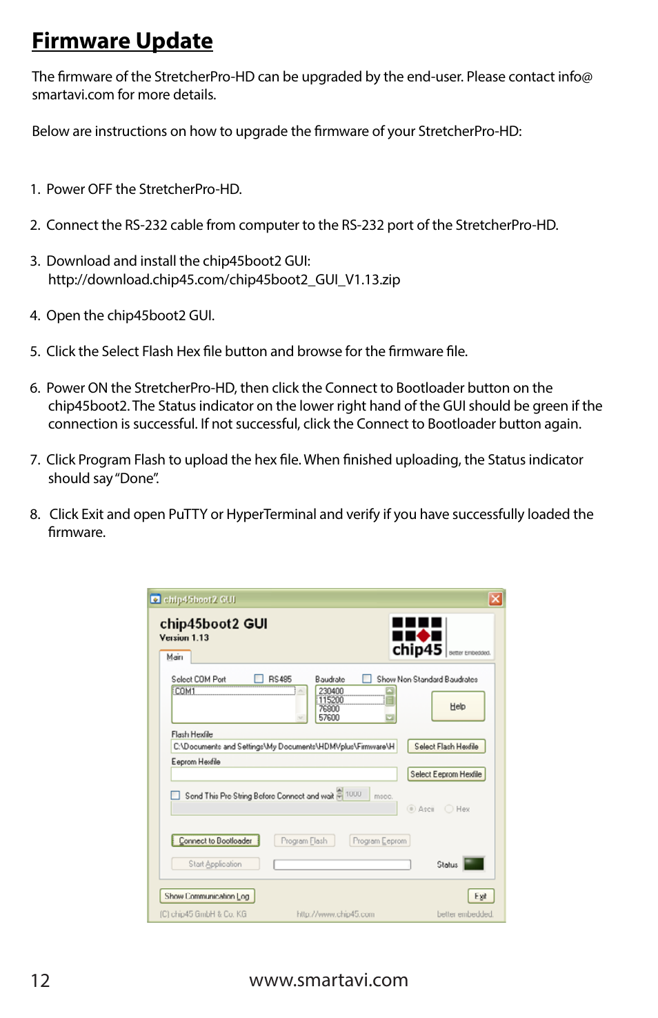 Firmware update | Smart Avi StretcherPro-HD User Manual | Page 12 / 16