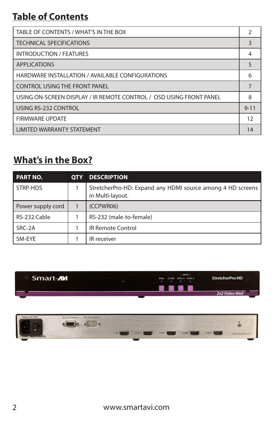 Smart Avi StretcherPro-HD User Manual | Page 2 / 16