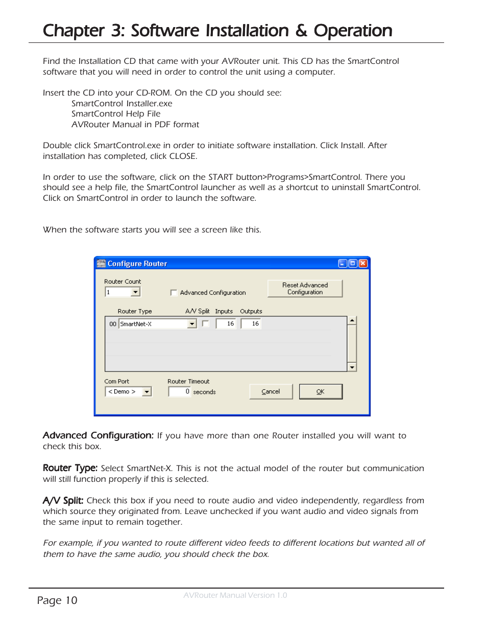 Chapter 3: software installation & operation | Smart Avi AVRouter User Manual | Page 10 / 26