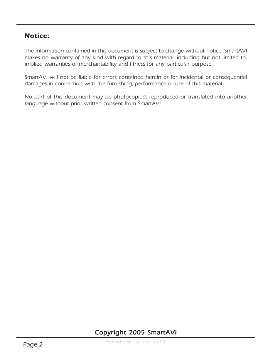Smart Avi AVRouter User Manual | Page 2 / 26