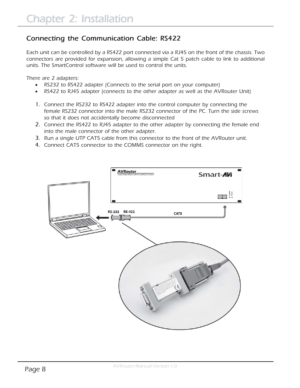 Chapter 2: installation | Smart Avi AVRouter User Manual | Page 8 / 26