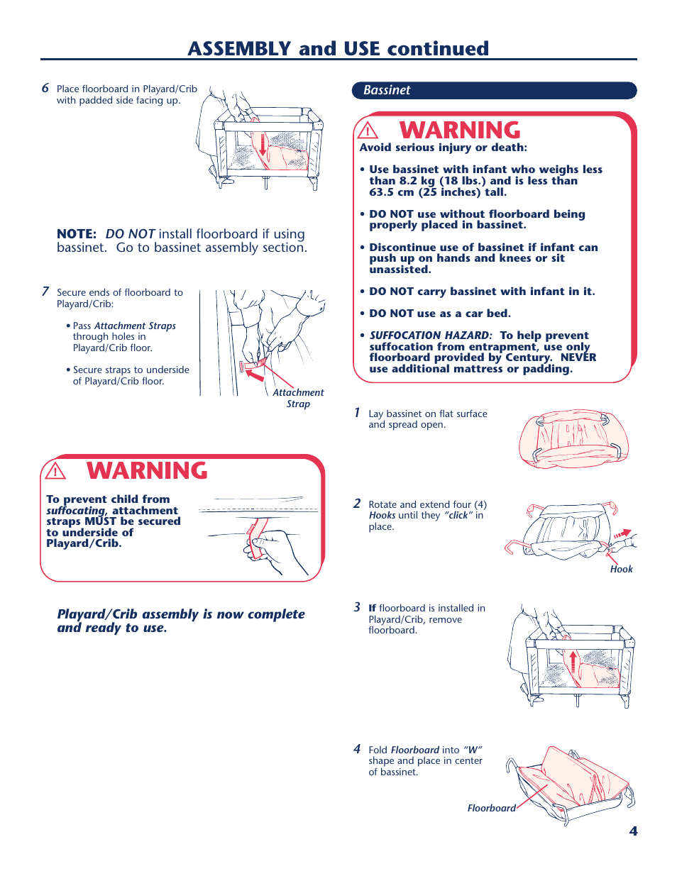 Warning, Assembly and use continued | Century PM-1763AA User Manual | Page 5 / 12