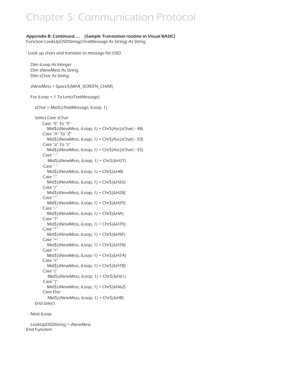 Chapter 5: communication protocol | Smart Avi HDTV Router User Manual | Page 20 / 23