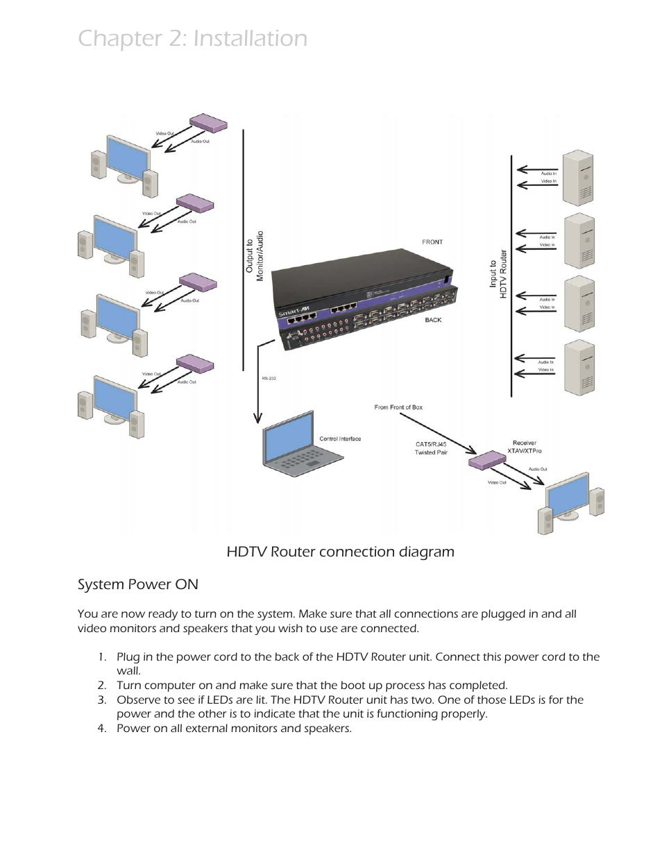 Chapter 2: installation | Smart Avi HDTV Router User Manual | Page 9 / 23