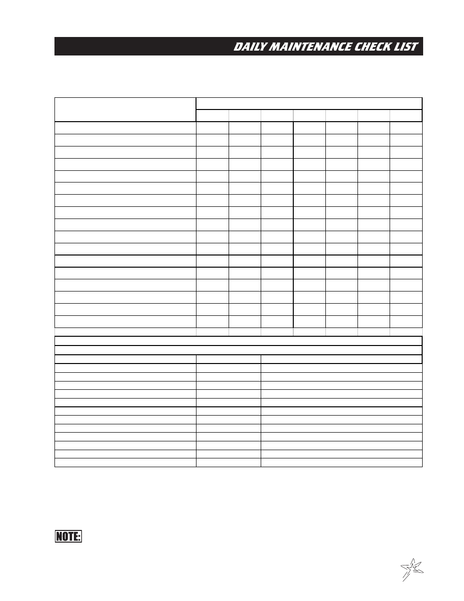 Daily maintenance check list | Smithco Diesel Super Rake 17-001 Maintenance Manual User Manual | Page 13 / 33