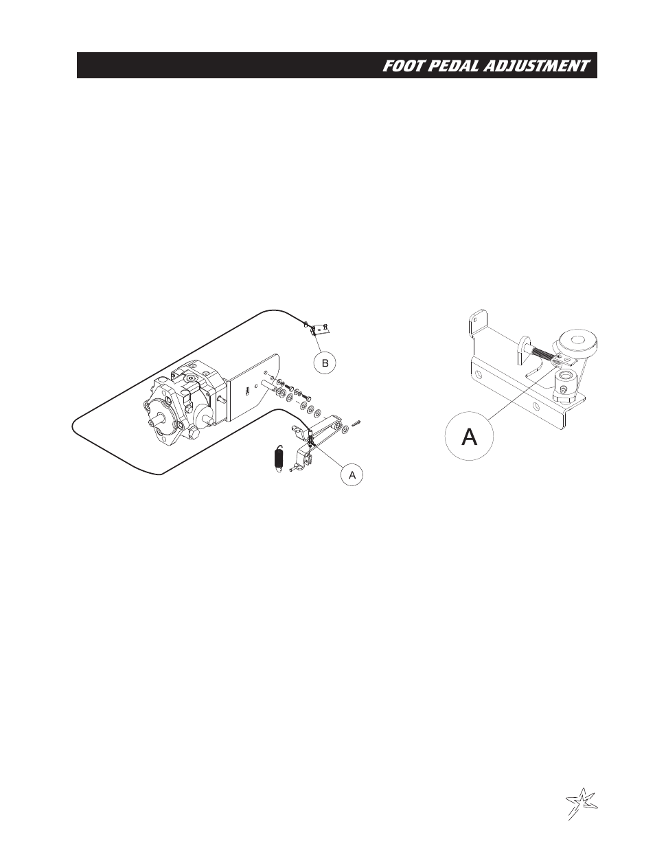 Foot pedal adjustment | Smithco Diesel Super Rake 17-001 Maintenance Manual User Manual | Page 19 / 33