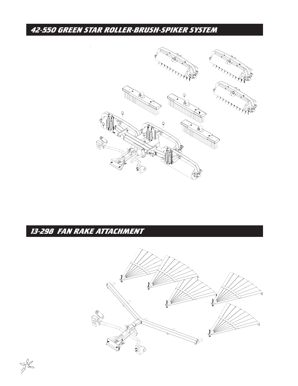 550 green star roller-brush-spiker system, 298 fan rake attachment | Smithco Diesel Super Rake 17-001 Maintenance Manual User Manual | Page 26 / 33