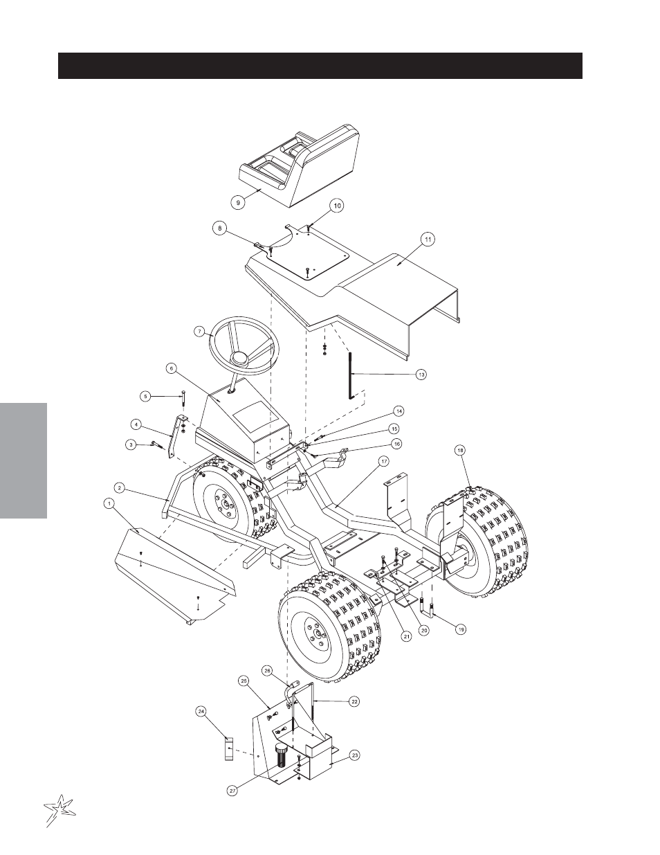 Main frame drawing | Smithco Diesel Super Rake 17-001-B (sn 2564 – 2620) Parts & Service Manual User Manual | Page 18 / 108