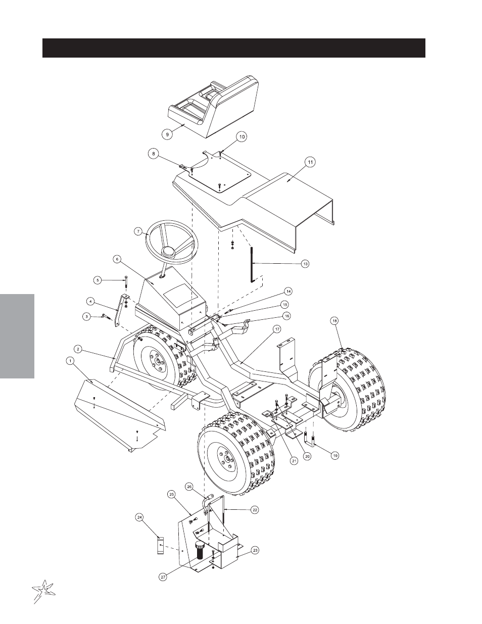 Main frame drawing | Smithco Diesel Super Rake 17-001-B (sn 2564 – 2620) Parts & Service Manual User Manual | Page 20 / 108