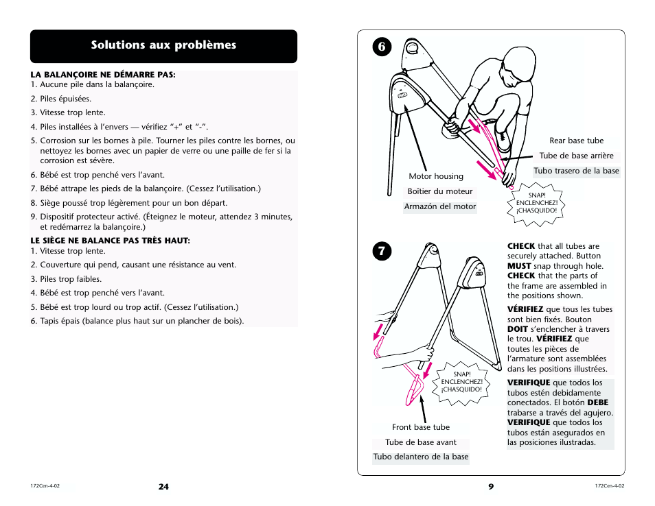 Solutions aux problèmes | Century Model 1470 User Manual | Page 24 / 32