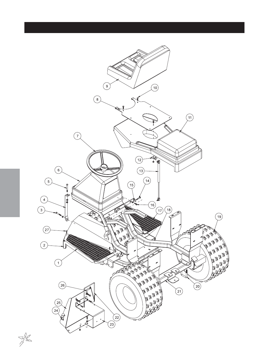 Main frame drawing | Smithco Diesel Super Rake 17-001-D (sn 2702 – 2721) Parts & Service Manual User Manual | Page 20 / 110