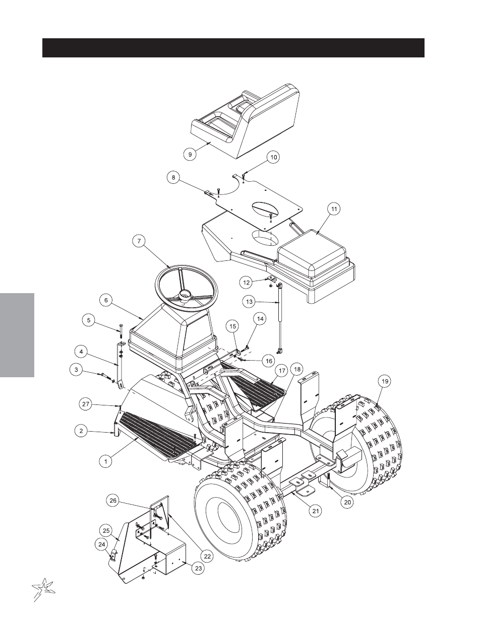Main frame drawing | Smithco Diesel Super Rake 17-001-D (sn 2702 – 2721) Parts & Service Manual User Manual | Page 22 / 110