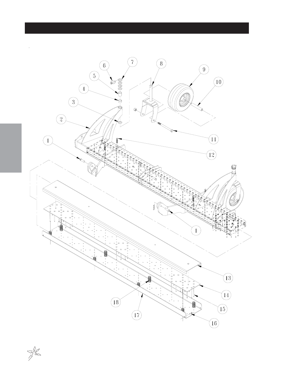 011 nail scarifier with castor wheels drawing | Smithco Diesel Super Rake 17-001 Accessories Manual User Manual | Page 54 / 112
