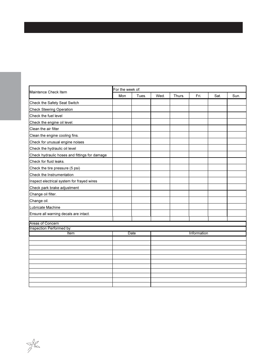 End user’s service chart, Service | Smithco Sand Star I 45-001 Parts & Service Manual User Manual | Page 10 / 160