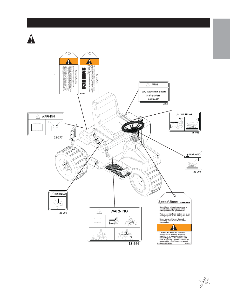 Safety sign location x-treme, Introduction, Speed boss | Smithco Super Star 42-000-E Operator Manual 2010 User Manual | Page 9 / 31