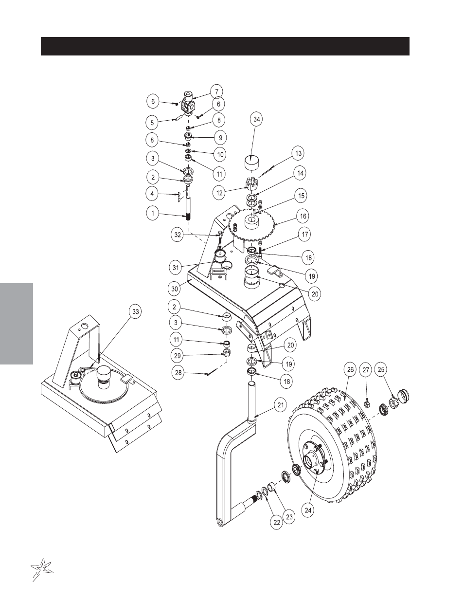 Two wheel drive front fork drawing | Smithco Super Rake 13-55х (sn 6201 – 6279/1080 – 1120) Parts & Service Manual User Manual | Page 38 / 124