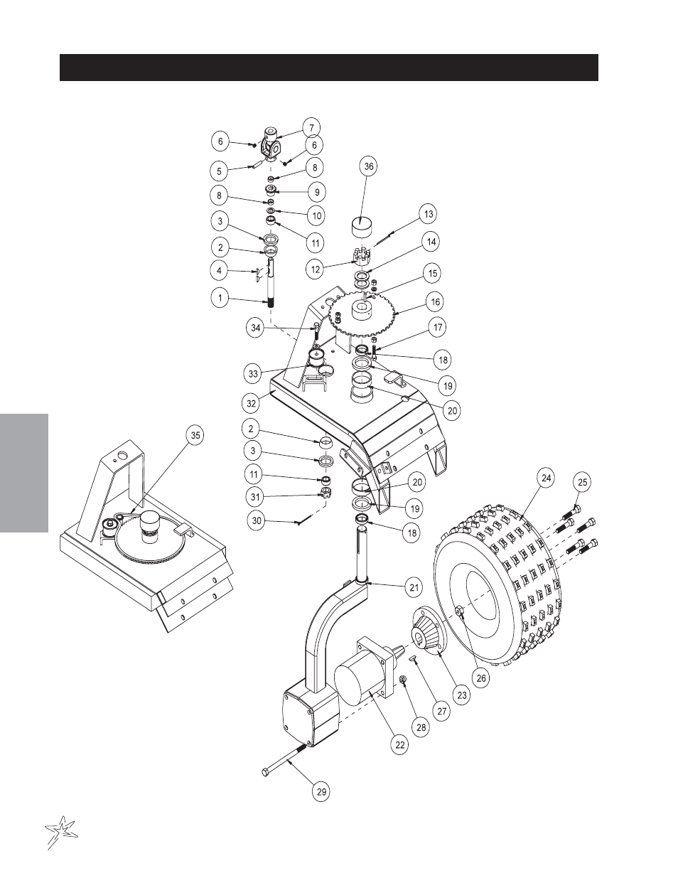 Three wheel drive front fork drawing | Smithco Super Rake 13-55х (sn 6201 – 6279/1080 – 1120) Parts & Service Manual User Manual | Page 40 / 124
