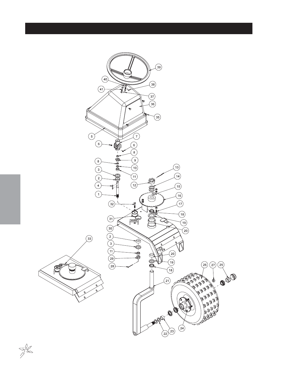 Two wheel drive front fork drawing | Smithco Super Rake 13-55х (sn 6450 – 6594/1200-1301) Parts & Service Manual User Manual | Page 32 / 112