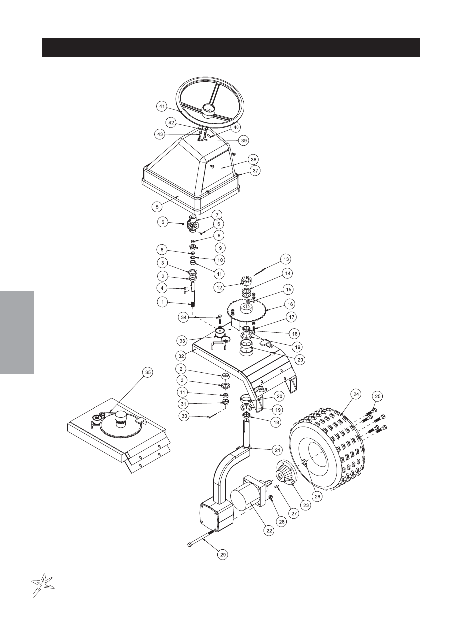 Three wheel drive front fork drawing | Smithco Super Rake 13-55х (sn 6450 – 6594/1200-1301) Parts & Service Manual User Manual | Page 34 / 112